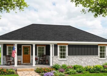 742 Sq. Ft. Cottage with 2 Bedrooms, 1 Bathroom, Open Floor Plan & Front Porch