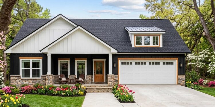 1,400 Sq. Ft. Modern Farmhouse with 3 Bedrooms, 2 Bathrooms & 2-Car Garage